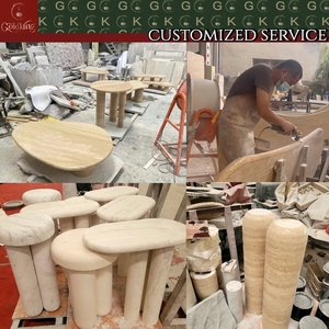 โต๊ะกาแฟ GOLDKING หินอ่อนทรงกลมสีเบจสำหรับห้องนั่งเล่น เฟอร์นิเจอร์หินสั่งทำพิเศษ พร้อมบริการ OEM/ODM - Product Image 6