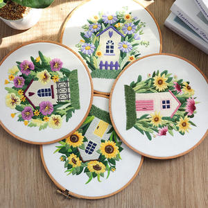Conjunto de argola bordada com instruções, conjunto de presentes criativos com estampa de flores, argola bordada para iniciantes - Product Image 2