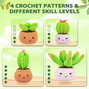 Kit de Crochet de haute qualité Cactus Ootted Plant DIY Crochet Set avec des didacticiels vidéo DlY Crochet Doll Material - Product Image 3