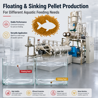Nouvelle machine extrudeuse d'aliments pour poissons flottants et coulants en acier inoxydable 1TPH avec contrôle PLC pour la production d'aliments aquatiques