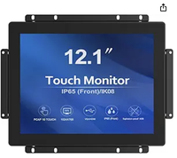 Nouvel écran tactile frontal 10 points de 12,1 pouces IK08/IP65, moniteur à cadre ouvert, montage mural ou sur bureau, 1024x768, série professionnelle, noir, 3 ans de garantie
