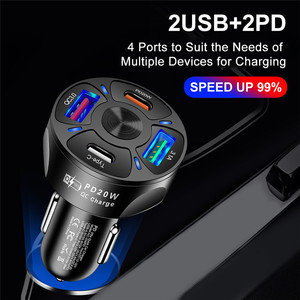 อะแดปเตอร์ชาร์จเร็วขนาดเล็กในรถ USB <span class=keywords><strong>4</strong></span>พอร์ตชาร์จเร็ว20W 7A เร็วสำหรับ iPhone 15 14 Xiaomi Huawei - Product Image 2