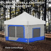 Camping Cube 6.4 Yaz Kamuflajı/Arazi Oyunu İçin Dönüştürülebilir 10' Düz Bacaklı Tente Çadırı Kraliyet Mavisi Tek Katmanlı 2000-3000mm