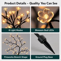 Lampe LED décorative en forme de branche de cerisier à brancher sur prise, éclairage décoratif pour intérieur et fêtes