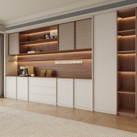 Buffet de rangement en bois massif de style ferme moderne et minimaliste pour salon, meuble de salle à manger modulaire avec 2 tiroirs