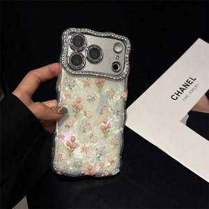Coque de téléphone Ondulations Dégradées Cristal Coquillage Fleur pour iPhone 17 16 15 Pro Max, Étui Arrière Effet Diamant Scintillant Ombre Jardin - Product Image 5