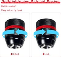 Mandrin de perçage sans clé 1,5-13 mm, auto-serrant, pneumatique, tige droite 3/8 ", hexagonal 1/4 ", SDS PLUS, en acier et alliage d'aluminium, haute précision