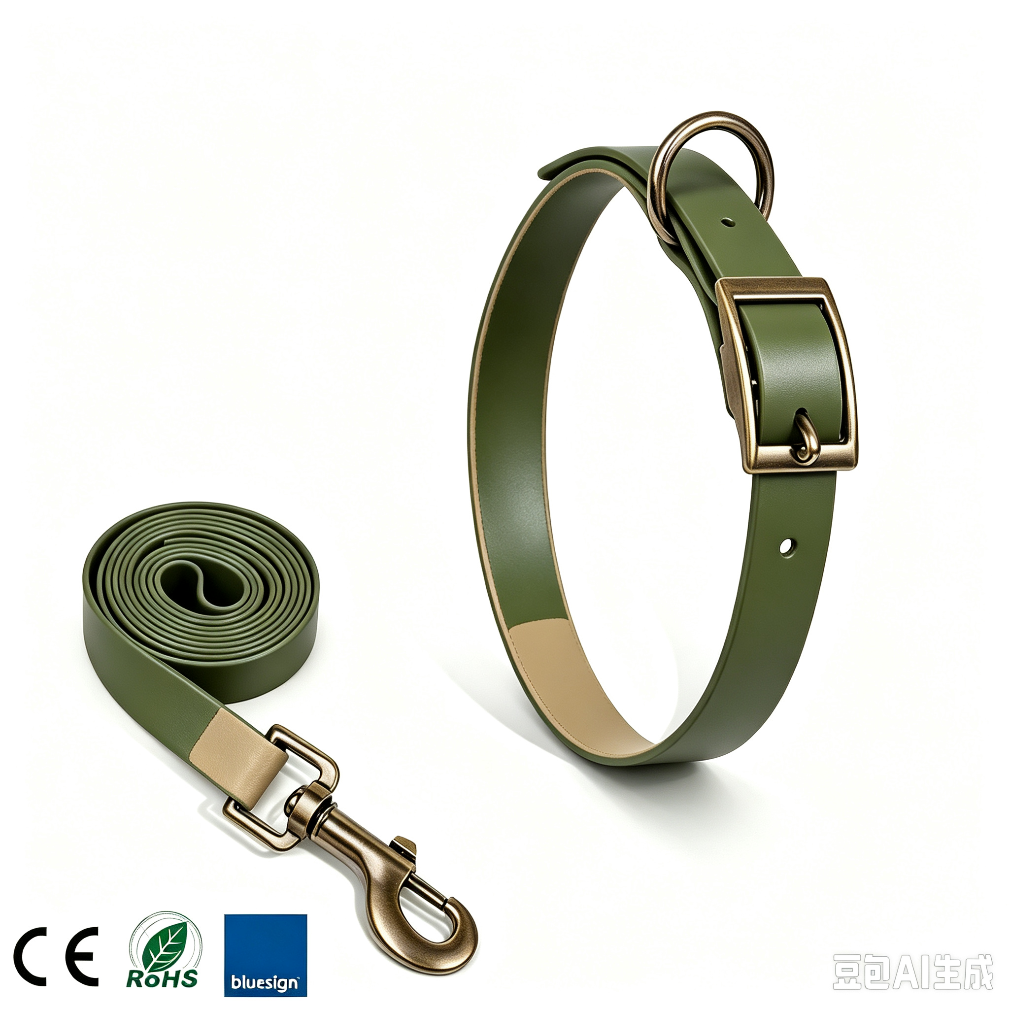 Bicolore vert olive et kaki sable