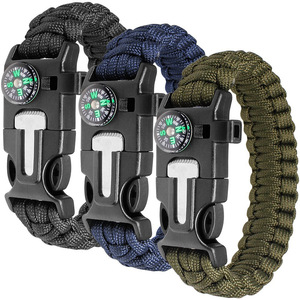 Outdoor Survival Multifunction Tool High Quality Flint Fire Starter Adjustable Paracord Survival <b>Bracelet</b> With Knife - Product Image 1