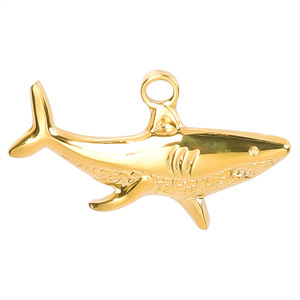 Pendentif Requin en Acier Inoxydable Plaqué Or et Argent Arc-en-ciel, Breloque Animale pour Fabrication de Bijoux DIY - Product Image 5