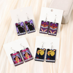 1 쌍 리더 타로 드롭 귀걸이 아크릴 매운 여자 소녀 휴일 생일 선물 - Product Image 1
