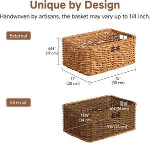 <span class=keywords><strong>Panier</strong></span> de rangement <span class=keywords><strong>en</strong></span> <span class=keywords><strong>osier</strong></span> tressé à la main sur mesure pour le salon et la chambre, idéal pour organiser les jouets, les livres et la décoration intérieure - Product Image 2