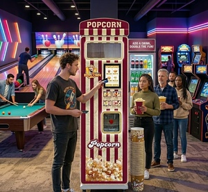 Nueva Máquina de Palomitas de Maíz Totalmente Automática de Acero Inoxidable, Dispensador de Autoservicio para Salas de Cine, Marca Naughty Dog - Product Image 1