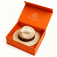 Boîte à chapeau magnétique recyclable personnalisée pour Fedora, emballage cadeau en papier rigide avec fermeture magnétique, grande taille, impression quadricolore