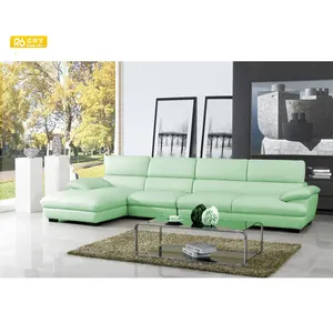 Dinastia mobiliário sofá de couro moderno em forma de L com preço barato