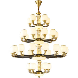 Modern Chinese Style Chandelier Multi Head Led <b>Light</b> Round Copper Pendant For Living Room Home Decor - Product Image 2