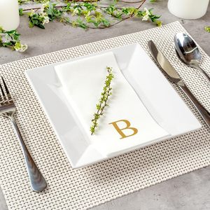 Luxenap 15,8X7,9 pulgadas Toallas de invitados de tacto de lino 50 toallas de mano con letras Gold 'B' Sans <span class=keywords><strong>Serif</strong></span> Font White Paper Dinner Servilkins Bag - Product Image 3