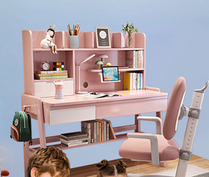 Multi-funcional Solid Wood Home Longo Estudo Office Desk <span class=keywords><strong>Chair</strong></span> <span class=keywords><strong>Set</strong></span> Com Prateleira Cadeira de Mesa para Computador Duplo para Crianças - Product Image 3