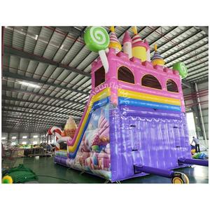 Château gonflable et structure <span class=keywords><strong>de</strong></span> jeu commerciale en PVC épaissi, thème bonbons et crème glacée, avec toboggan, vente en gros usine - Product Image 4