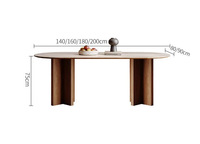 Table à manger italienne moderne en plaque de roche Table à manger ovale en bois massif famille française rétro petite table d'appartement