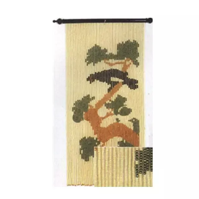 Rideau perlé en bois décoré de noël, rideaux peints en bambou, rideau de porte