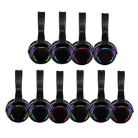 Sistema de Auriculares para Fiesta Silenciosa RF988, Auriculares Inalámbricos de Largo Alcance (500m) con LED y Clip para la Oreja, y Transmisor