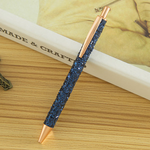Stylos à bille avec paillettes et sequins, stylo à bille rétractable, à encre noire, en métal, à bout moyen, nouveauté - Product Image 4