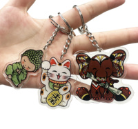 Porte-clés personnalisé de haute qualité avec logo gravé Anime Vente en gros Clé en acrylique imprimée UV en métal avec spray au poivre en matière plastique