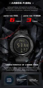 NORTH EDGE <span class=keywords><strong>montre</strong></span> numérique en nylon fibre de carbone pour hommes choc sport super léger extérieur boussole étanche 50M montres-bracelets - Product Image 6