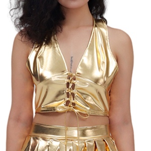 Women's Metallic-Colored Strappy Halter Neck Top for Parties, Events, and Performances Vest Fashion - Product Image 5