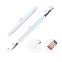 Brosse professionnelle d'art d'ongle de gel UV à double tête avec la brosse française en nylon en métal de poignée de poudre de perle pour des Use-BW69 de salon de beauté