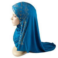 Bestseller Dünn streifen Frauen Dubai Strass Schal Schal Arab Muslim Jersey Hijab Mit Stein
