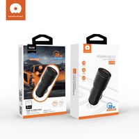 Pengisi Daya Mobil USB C PD 20W Tipe-C USB-A QC 3.0 18W Pengisian Cepat dengan Kabel untuk Ponsel, Kamera & Earphone