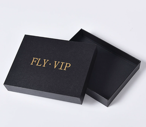 Two piece <b>gift</b> <b>box</b> made of thickened special <b>black</b> cardboard with gold foil stamping brand logo sturdy - Product Image 1