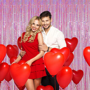 2 Pack Holographic Tinsel Backdrop Glitter Foil Fringe <strong>Door</strong> <strong>Streamer</strong> for Valentine'S Day Anniversaries Wall Decor Party Supplies - Product Image 2