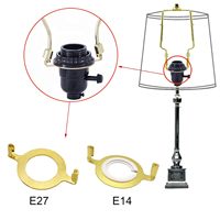 ECUDIS 2 pièces Adaptateur de douille de lampe Harp E27/E14 1,65 pouce en acier allié/métal, anneau de réduction de lumière non fini, Chine