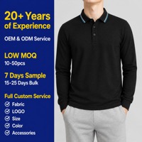 Camisetas Polo de Algodón para Hombre, Camisetas Polo de Manga Larga a Rayas, Camiseta Polo de Golf de Manga Larga para Hombre
