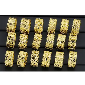 JXX 24k 황동 금도금 보석 남성과 여성 반지 공장 도매 창조적 인 보석 반지 두바이 황금 반지