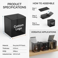 Boîte en plastique pliable en PP avec logo personnalisé, écologique, recyclée, transparente, noire, pour emballages cadeaux, bijoux, cosmétiques