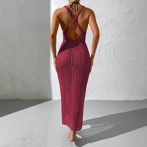 Robe de plage en crochet multicolore personnalisée pour femme, style cache-cœur croisé, effet ventre plat - Product Image 5