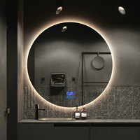 Miroir LED rond sans cadre moderne avec commande tactile et interrupteur mural, anti-buée, montage vertical et horizontal, miroir de salle de bain
