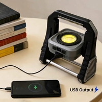 Lampe de travail LED télescopique double face RGB rechargeable avec fonction batterie externe, base magnétique, étanche, portable pour réparation, inspection, camping