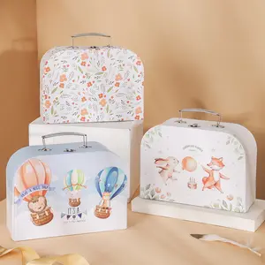 Lembranças personalizadas Baby Born Shower Paper Papelão Suitcase Mini Gift Set Embalagem Caixas Para Crianças Recém-nascidos