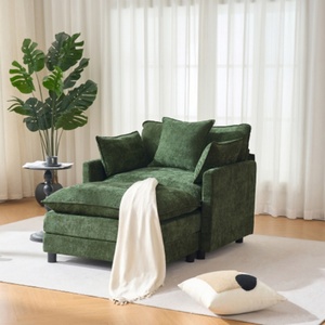 Divano Componibile a 3 Posti in Tessuto, Divano Angolare a Forma di L con Pouf, Stile Cloud Couch - Product Image 5