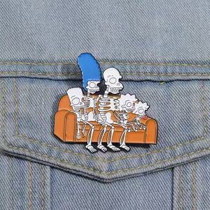 Divertente Spilla da Bavero I <span class=keywords><strong>Simpson</strong></span> sul Divano, Spilla Anime in Smalto Morbido, Ingrosso per Borse e Vestiti - Product Image 1