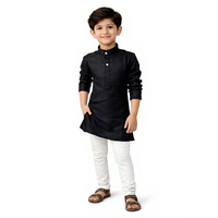 Setelan Kurta Celana Katun Ajaib Anak-Anak Lembut Nyaman Bernapas Etnik Tradisional Pakaian Pesta Santai Bergaya untuk Anak Laki-Laki 1