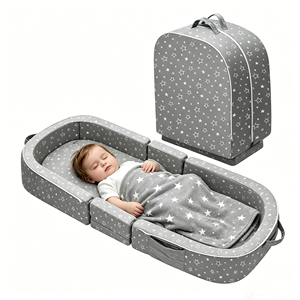 Lit de voyage pliable 2-en-1 convertible 2026 pour tout-petits, en mousse haute densité, idéal pour salon et chambre - Product Image 1