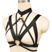 Harnais de corps élastique pour femme, style punk, néo-gothique, lingerie ajourée fantaisie, crochetée 3D, sexy, pour cosplay, fête et danse