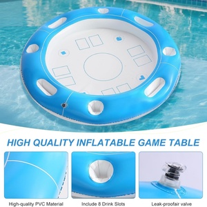 PVC Inflatable Round Pool Float <b>Cooler</b> 100*58 CM Game <b>Table</b> Blue Color for Indoor Outdoor Beach Summer Parties - Product Image 3