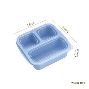 Boîte à lunch carrée en paille de blé à trois compartiments, capacité 301-500 ml, style minimaliste, pour fruits, noix et collations, hermétique et fraîcheur garantie - Product Image 6